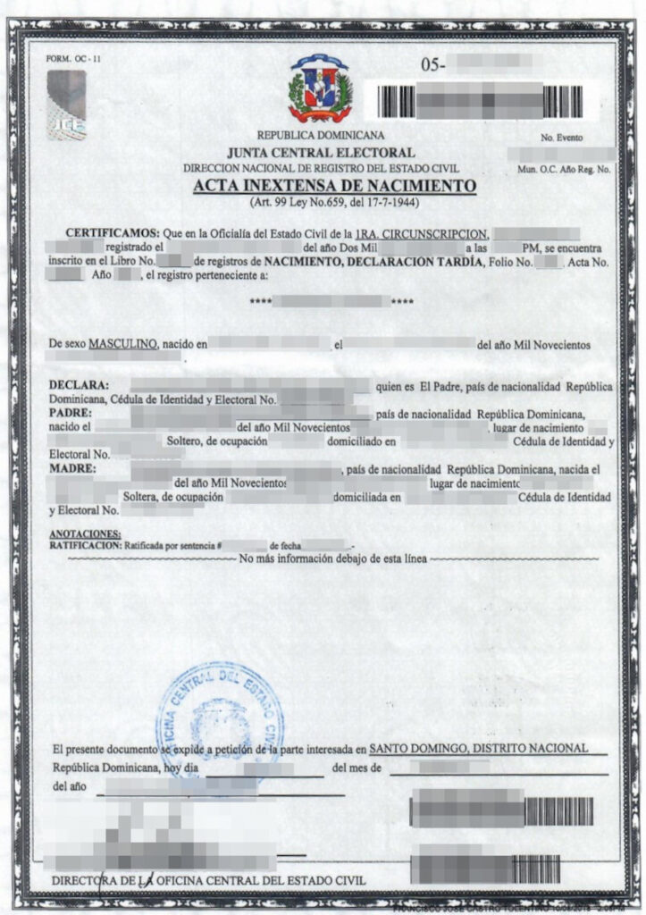 Dónde puedo obtener una partida de nacimiento en República Dominicana