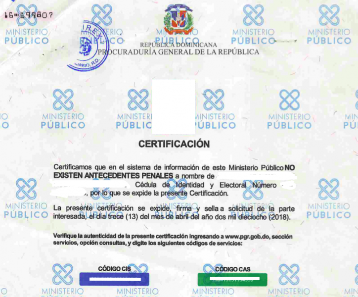 como puedo obtener un certificado de antecedentes penales en republica dominicana