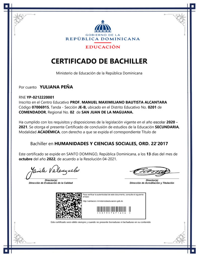 como puedo obtener un certificado de estudios en republica dominicana