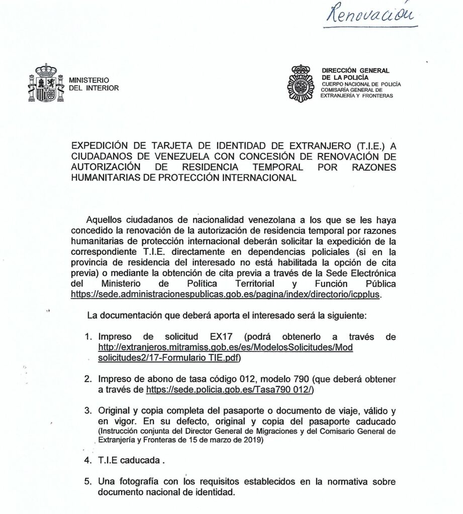 que documentos necesito para obtener un permiso de residencia por razones humanitarias