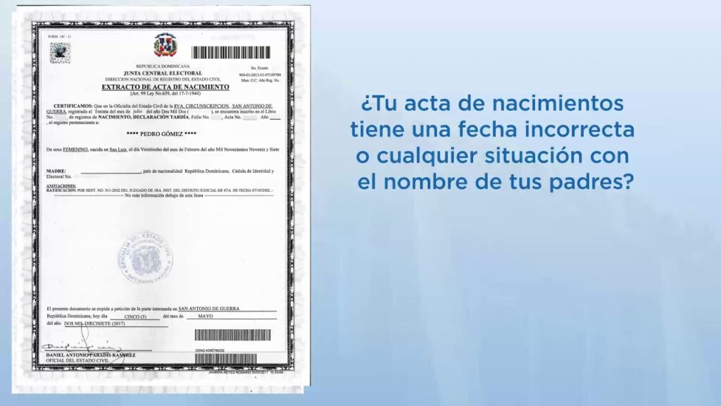 como corregir errores en actas de defuncion en rd