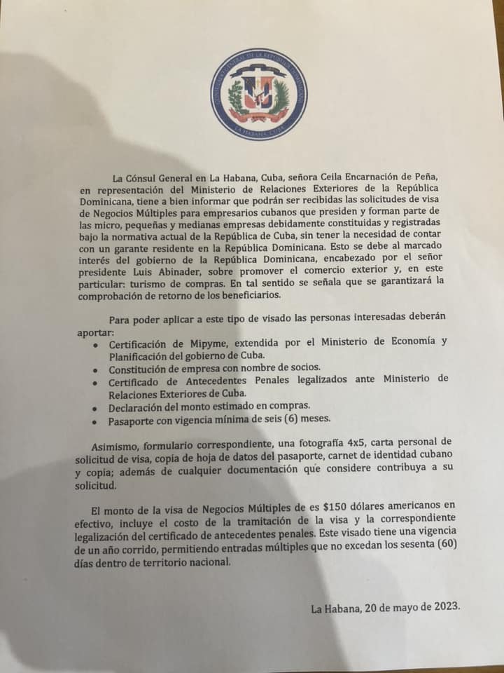 como obtener visa de negocios en republica dominicana