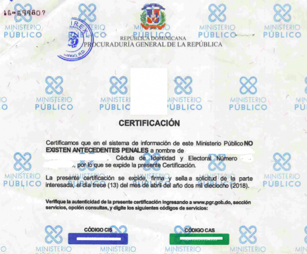 Certificado de antecedentes penales republica dominicana - Certificado de antecedentes