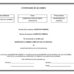 Modelo de certificado de acciones en word