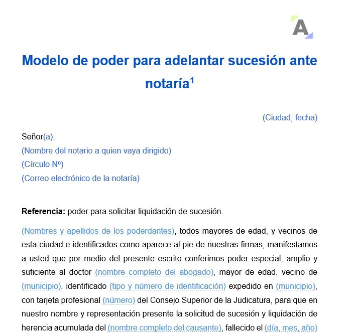 Poder especial para tramites sucesorales modelo - Poder especial para